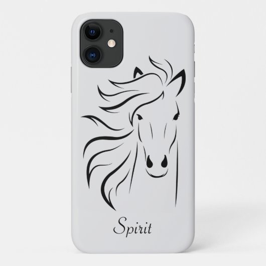 Coques Case-Mate iPhone Image d'art de silhouette de cheval moderne sur gr (Dos)
