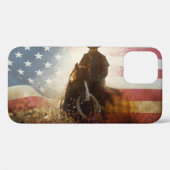 Coques Case-Mate iPhone Image de cowboy du Jour de l'Indépendance. (Verso (horizontal))
