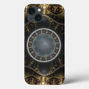 Coques Pour iPhone Image fractale de Steampunk organique métallique