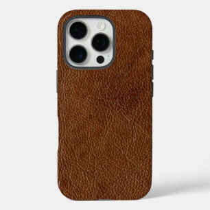 iPhone 16 Pro Case Image imprimée en cuir Brown désorganisé