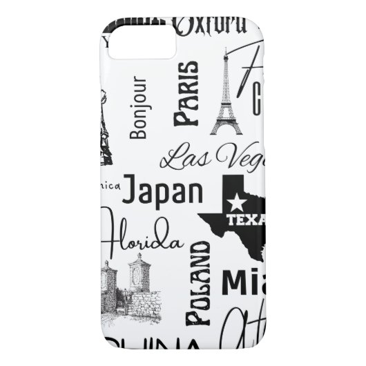 Coques Case-Mate iPhone Image personnalisée motif moderne paris noir et bl (Dos)