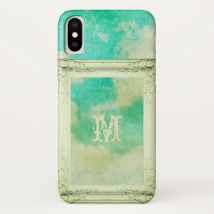 Case-Mate iPhone Case Image victorienne cadre ciel nuage turquoise crème