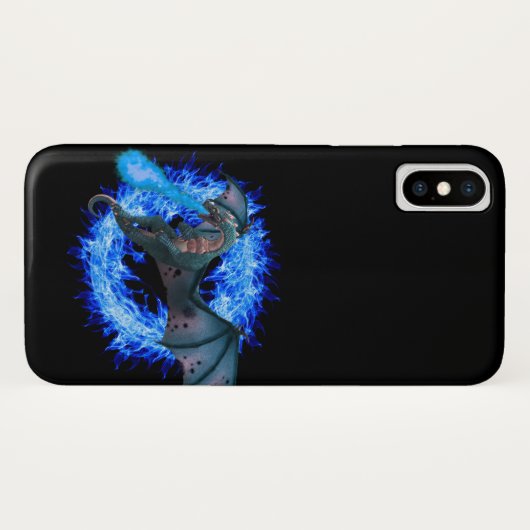 Coques Case-Mate iPhone Imaginaire Blue Fire Dragon Flames (Dos (Horizontal))