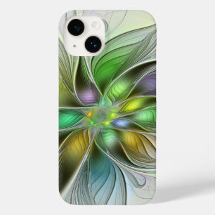Coque Pour iPhone 14 Imaginaire coloré Fleur moderne Abstrait Fractal