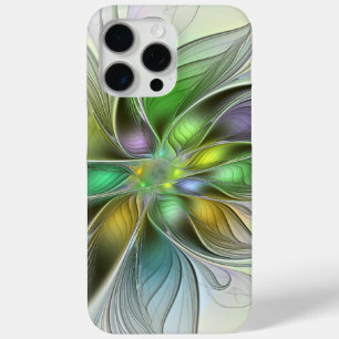 Coque iPhone 15 Pro Max Imaginaire coloré Fleur moderne Abstrait Fractal