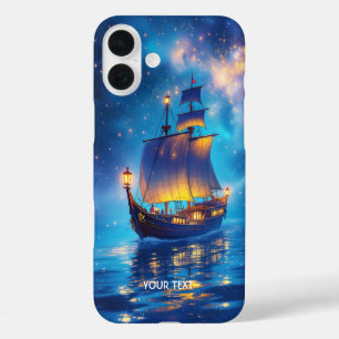 Coques iPhone 16 Plus Imaginaire Cute Night Boat Sea