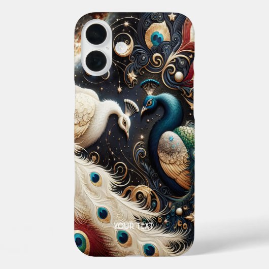 Coques Case-Mate iPhone Imaginaire Cute Peacocks Crescent Plumes (Verso)