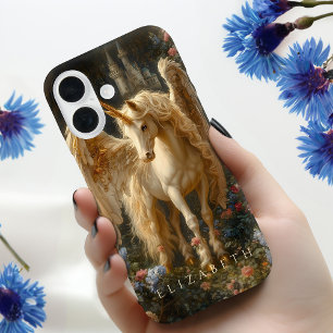 Coques iPhone 16 Imaginaire de Château Floral Pegasus Blanc Angéliq