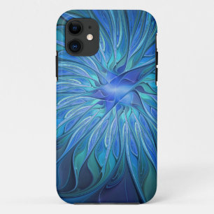 Case-Mate iPhone Case Imaginaire Fleur Bleue Motif, Art Fractal Abstrait
