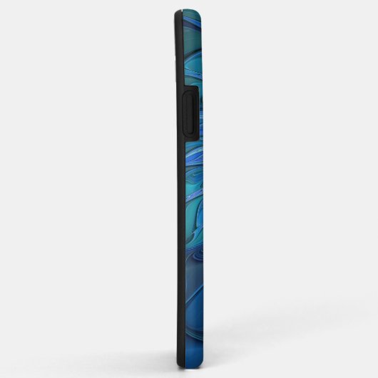 Coques Case-Mate iPhone Imaginaire Fleur Bleue Motif, Art Fractal Abstrait (Dos/Droite)