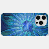 Coques Case-Mate iPhone Imaginaire Fleur Bleue Motif, Art Fractal Abstrait (Verso (horizontal))