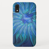 Coques Case-Mate iPhone Imaginaire Fleur Bleue Motif, Art Fractal Abstrait (Dos)