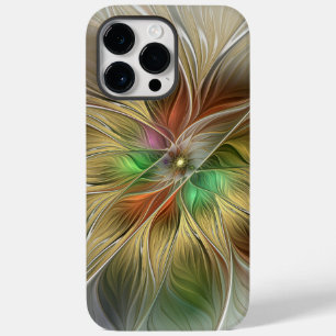 Coque Pour Pour iPhone 14 Pro Max Imaginaire Floral Avec Or Moderne Abstrait Fractal