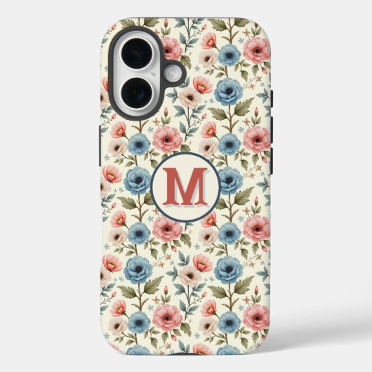 Coques Case-Mate iPhone Imaginaire floral de printemps bleu et rose (Verso)