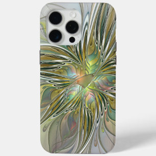 Coque iPhone 15 Pro Max Imaginaire Floral Fleur Art Fractal Moderne Avec O