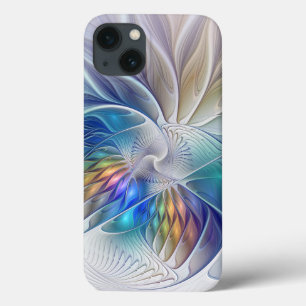 Etui iPhone 13 Imaginaire Floral, Fleur Fractale Abstraite coloré