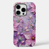 Coques Case-Mate iPhone Imaginaire floral rose et pourpre doux (Verso)