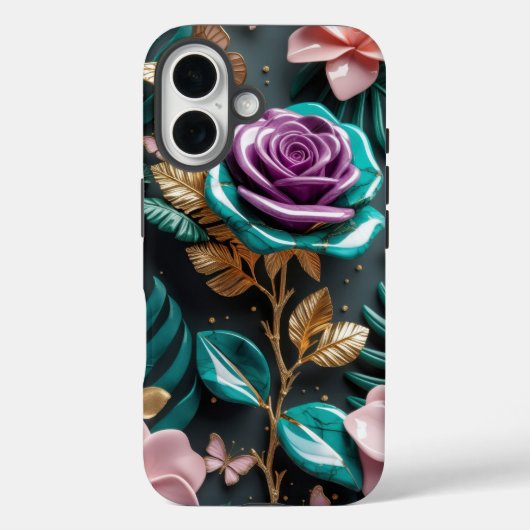 Coques Case-Mate iPhone Imaginaire floral vibrant avec Rose violet (Verso)