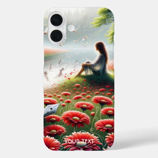 Coques Case-Mate iPhone Imaginaire mignonne fille Fleurs rouges (Verso)