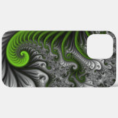 Coques Case-Mate iPhone Imaginaire Monde Vert Et Gris Art Fractal Abstrait (Retour (horizontal))
