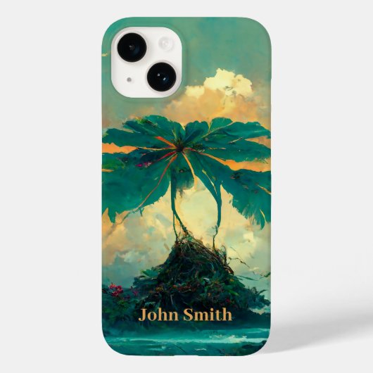 Coques Case-Mate iPhone Imaginaire tropical Mer & Palmiers Monogramme (Verso)