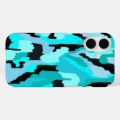 Coques Case-Mate iPhone Impression Abstraite turquoise et noire (Verso (horizontal))