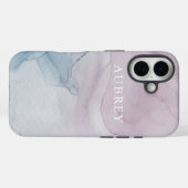 Coques Case-Mate iPhone Impression Abstraite violet délicate avec nom (Verso (horizontal))