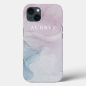 Coques Case-Mate iPhone Impression Abstraite violet délicate avec nom (Verso)