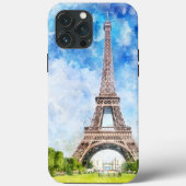 Coques Case-Mate iPhone Impression aquarelle de la Tour Eiffel sur fond de (Verso)