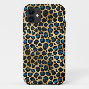 Case-Mate iPhone Case Impression Blue et Gold Leapard