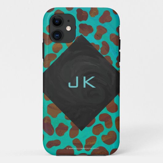 Coques Case-Mate iPhone Impression Brown et Turquoise dalmate (Dos)
