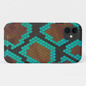 Coques Case-Mate iPhone Impression Brown et Turquoise de serpent (Dos (Horizontal))