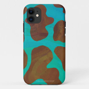 Coque iPhone 11 Impression Brown et Turquoise de vache