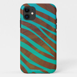 Case-Mate iPhone Case Impression Brown et Turquoise Zebra