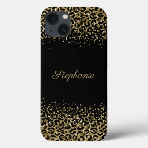 Case-Mate iPhone Case Impression cheetah noir et or paillettes overlay