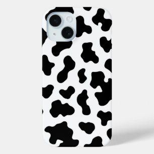 Coque Pour iPhone 15 Impression cuir de vache noir et blanc