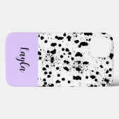 Coques Case-Mate iPhone Impression dalmate avec pourpre Nom personnalisé (Verso (horizontal))