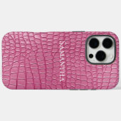 Coques Case-Mate iPhone Impression d'animal en faux alligator rose (Verso (horizontal))