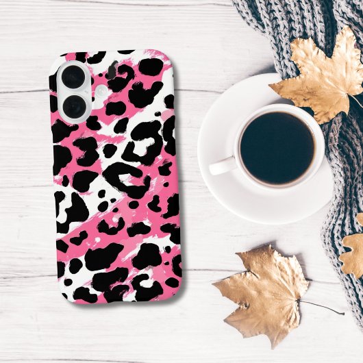 Coques Case-Mate iPhone Impression d'animal léopard guépard rose gras noir
