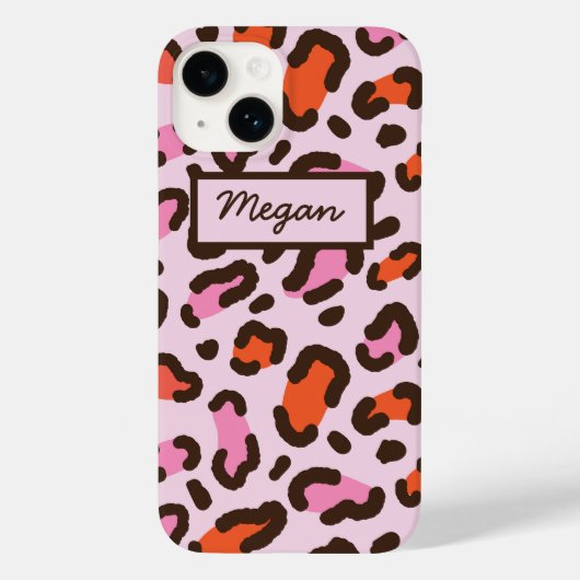 Coques Case-Mate iPhone Impression d'animal léopard rose et orange personn (Verso)