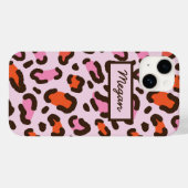 Coques Case-Mate iPhone Impression d'animal léopard rose et orange personn (Verso (horizontal))