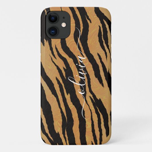 Coques Case-Mate iPhone Impression d'animal, Nom personnalisé Tigre (Dos)