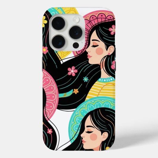 Coques Case-Mate iPhone Impression d'art d'illustration de femmes bohèmes  (Verso)