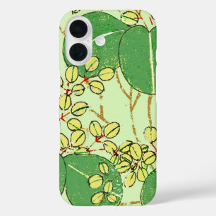 Coques iPhone 16 Impression de bloc de bois de feuille verte botani