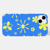Coques Case-Mate iPhone Impression de fleurs bleu et jaune (Verso (horizontal))