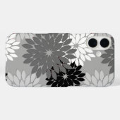 Coques Case-Mate iPhone Impression de kimono floral moderne, gris, noir et (Verso (horizontal))