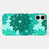Coques Case-Mate iPhone Impression de kimono floral moderne, turquoise, sa (Verso (horizontal))