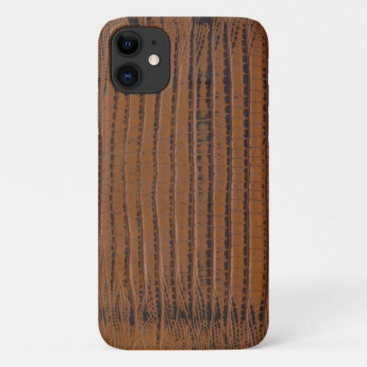 Coques Case-Mate iPhone Impression de peau de crocodile marron (Dos)