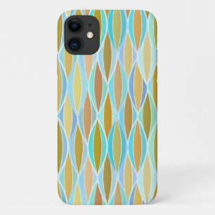 Coque iPhone 11 Impression de ruban de milieu de siècle - bleus et