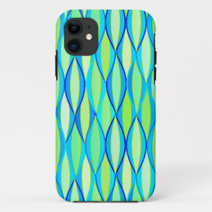 Coque iPhone 11 Impression de ruban de milieu de siècle - turquois